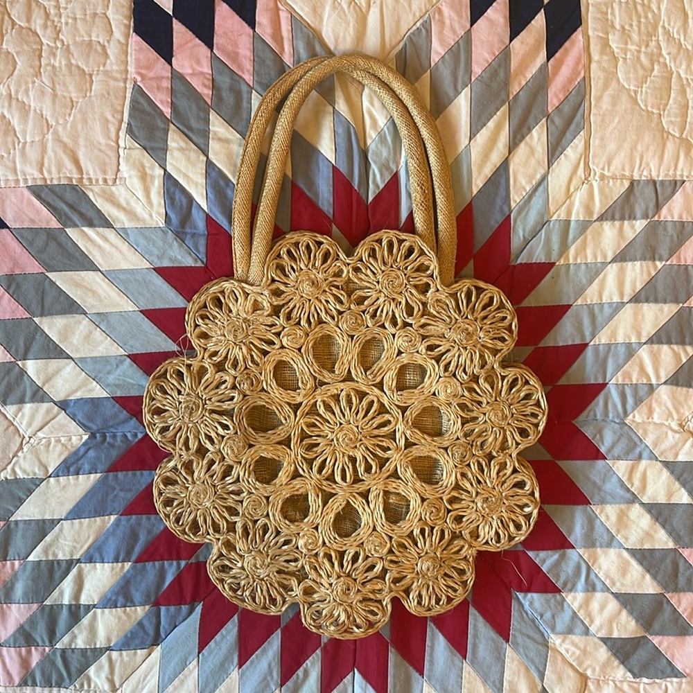 Vintage woven flower purse